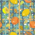 Seamless Pattern with cute lemons