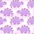 Seamless pattern, cute lilac dinosaurs , pastel colors. Children\'s print, textile, kids bedroom decor Royalty Free Stock Photo
