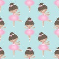 Seamless pattern with cute little ballerina. Vector illustration. Royalty Free Stock Photo