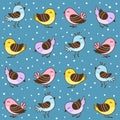 Seamless pattern with cute little birds Royalty Free Stock Photo