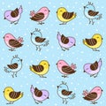 Seamless pattern with cute little birds Royalty Free Stock Photo