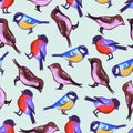 Seamless pattern with cute little birds