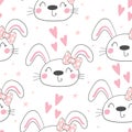 Seamless pattern with cute little bunny. vector illustration. Vector print with rabbit