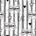 Seamless pattern with cute little cat. vector illustration Royalty Free Stock Photo
