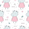 Seamless pattern with cute little cow. vector illustration Royalty Free Stock Photo