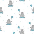 Seamless pattern with cute little Hippo Royalty Free Stock Photo