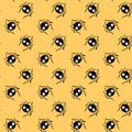 Seamless pattern of cute little spiders with eyes. Halloween vector backgrounds and textures. Isolated, hand drawn illustration Royalty Free Stock Photo