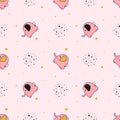 Seamless pattern with cute multicolored elephants on a pink background. Vector baby background great for fabric and Royalty Free Stock Photo