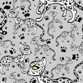 Seamless pattern with cute ocelots Royalty Free Stock Photo