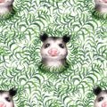 Seamless pattern cute opossums