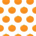 Seamless Pattern with Cute Oranges Fruit. Fresh Background
