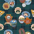 Seamless pattern Cute Outdoor Summer Camp Patches ,Badge Hand drawn and vector Illustration