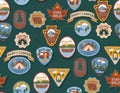 Seamless pattern Cute Outdoor Summer Camp Patches ,Badge Hand drawn and vector Illustration