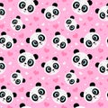 Seamless pattern with cute panda bear and hearts. Funny children`s background, print, gift wrap Royalty Free Stock Photo