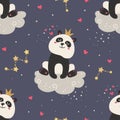 Seamless pattern with cute pandas