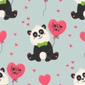 Seamless pattern with cute pandas