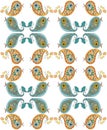Seamless pattern with cute patchwork birds.