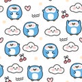 Seamless pattern of cute penguin in various poses on white background.Animal design