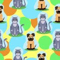 Seamless pattern with cute pets cat and dog  children's print with animals. Royalty Free Stock Photo
