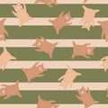 Seamless pattern cute pigs. Background of chubby piggy in doodle style Royalty Free Stock Photo