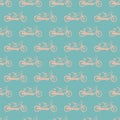 Seamless pattern with cute pink bicycles tandem on blue background. Vector illustration for your design