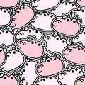 Seamless pattern of cute pink dragon head sticker background.Chinese animal