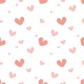 Seamless pattern with cute pink hearts on a light pale background. Backdrop, texture for Valentine day or wedding. Ready for