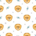 Seamless pattern with cute pomeranian dog