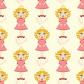 Seamless pattern with cute princess Royalty Free Stock Photo