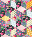 Seamless pattern of cute quilt. Patchwork design.