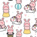 Seamless pattern of cute rabbit in amusement park concept white background