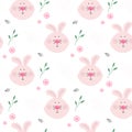 Seamless pattern cute rabbit face,children`s print on clothes.Vector illustration