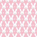 Seamless pattern with cute rabbit muzzles, flat handdrawn style. Geometric ornament with little bunnies. KittenÃ¢â¬â¢s pretty heads Royalty Free Stock Photo