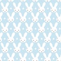 Seamless pattern with cute rabbit muzzles, flat handdrawn style. Geometric ornament with little bunnies. KittenÃ¢â¬â¢s pretty heads Royalty Free Stock Photo