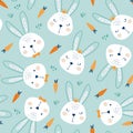 Seamless pattern with cute rabbit. Vector Royalty Free Stock Photo