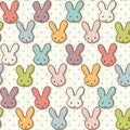 Seamless pattern with cute rabbits. Colorful bunny background.