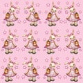 Seamless pattern with cute rabbits illustration.