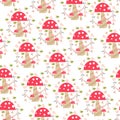 seamless pattern with cute red color mushroom in cartoon style suitable for children's products Royalty Free Stock Photo