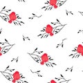 Seamless pattern with cute red watercolor birds Royalty Free Stock Photo