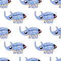 Seamless pattern, cute rhinoceros beetle, cartoon, baby. on white background for fabric, wrapping paper Royalty Free Stock Photo