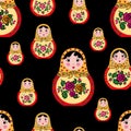 Seamless pattern cute russian doll mtryoshka Royalty Free Stock Photo