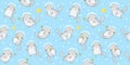 Seamless pattern with cute scottish fold cats astronauts Royalty Free Stock Photo