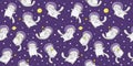 Seamless pattern with cute scottishfold cats astronauts on starry space Royalty Free Stock Photo