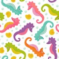 Seamless pattern with cute sea horse Royalty Free Stock Photo
