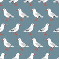 Seamless pattern with cute seagulls. Vector marine illustration with cartoon birds