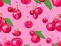 seamless pattern cute shaped cherries. ai generative