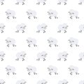 Seamless pattern with cute sheep. Vector background for kids. Cartoon style. Childrens doodle. Babyhood. Newborn. Vector
