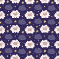 Seamless pattern with cute sheeps and clouds Royalty Free Stock Photo