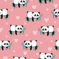 Seamless pattern with cute sleeping panda. Royalty Free Stock Photo