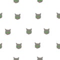 Seamless pattern cute small gray cats head on white background, vector eps 10